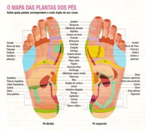 mapa das plantas dos pés - reflexoterapia